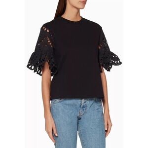 See By Chloe Black Flared-Sleeve Top Size XS